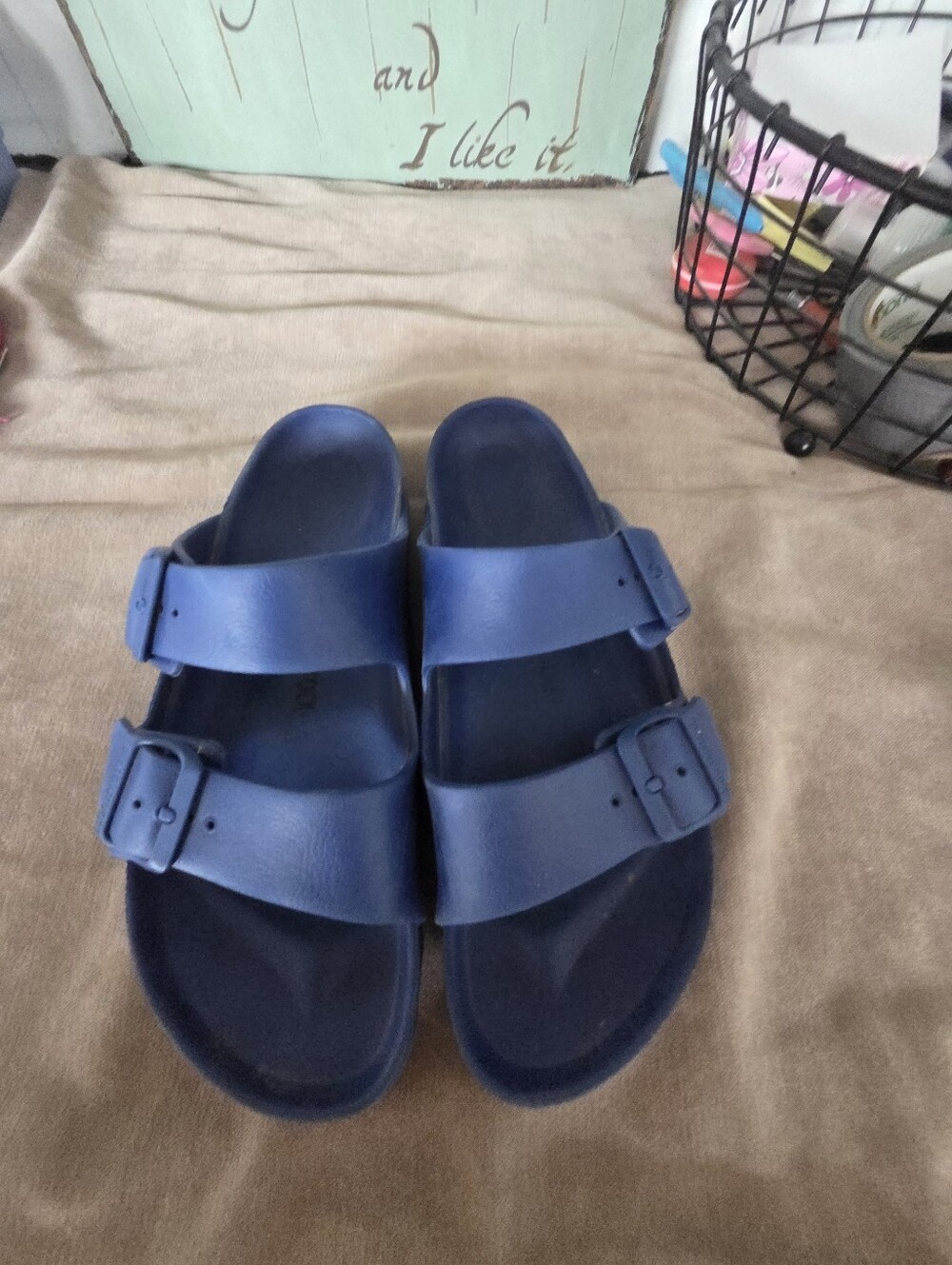Womans Birkenstock Double-Strap Blue Slide Sandals 40 - Picture 6 of 9